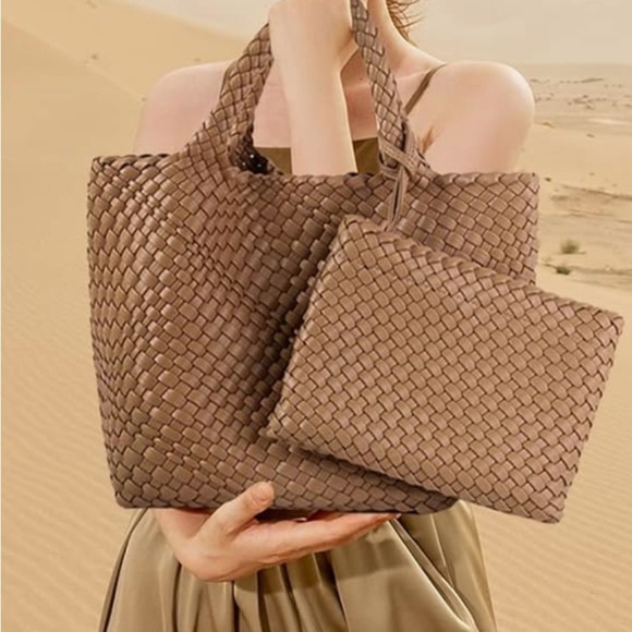 Like new, Woven tote bag with detachable clutch. Price Firm. - Picture 1 of 10